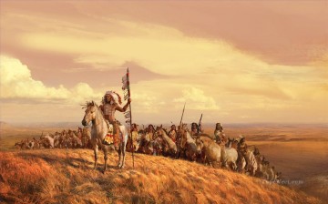 tribu indigène Far West Peinture à l'huile